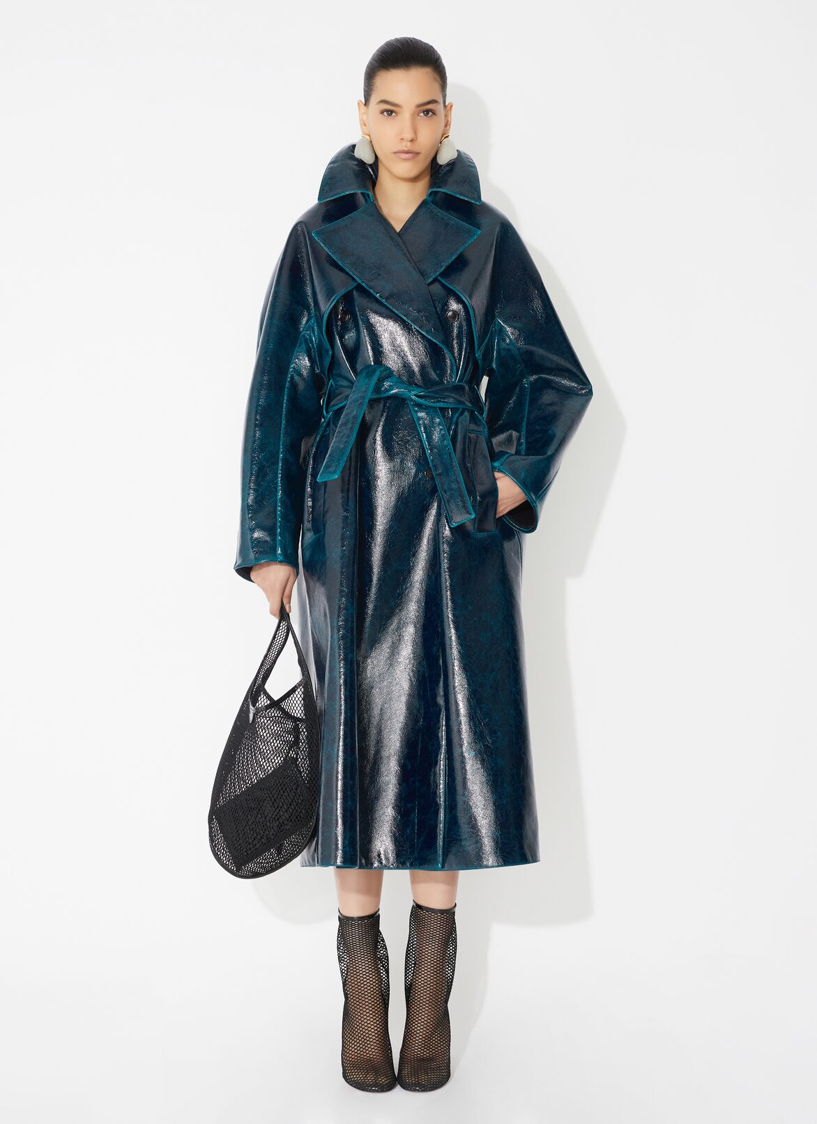 Mirror wool trench ALAÏA BLUE MIRROR WOOL TRENCH